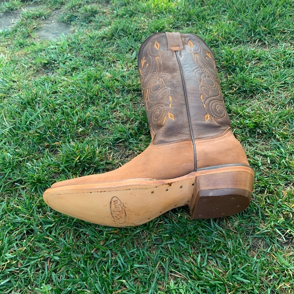 Women's Western Cowgirl Boots Cubans heel 404 tan - Picture 7 of 7